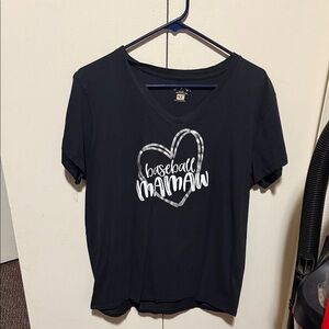 Black V-Neck Graphic Tee